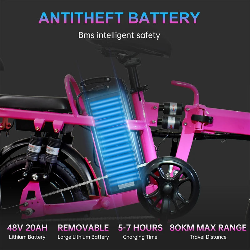 STLF US Stocks Electric Bike for Adults Teens 500W Folding Electric Bicycle 14inch Commuter City E-Bike El Cykel Electric Hybrid