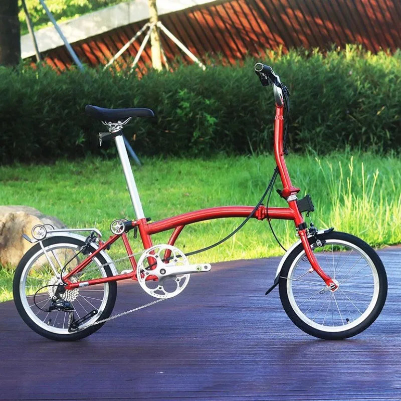 YTYIN 16 Inch 9-Speed Folding Commuter Bike Baike City Edition Triple Fold Men's Women's Folding Bike