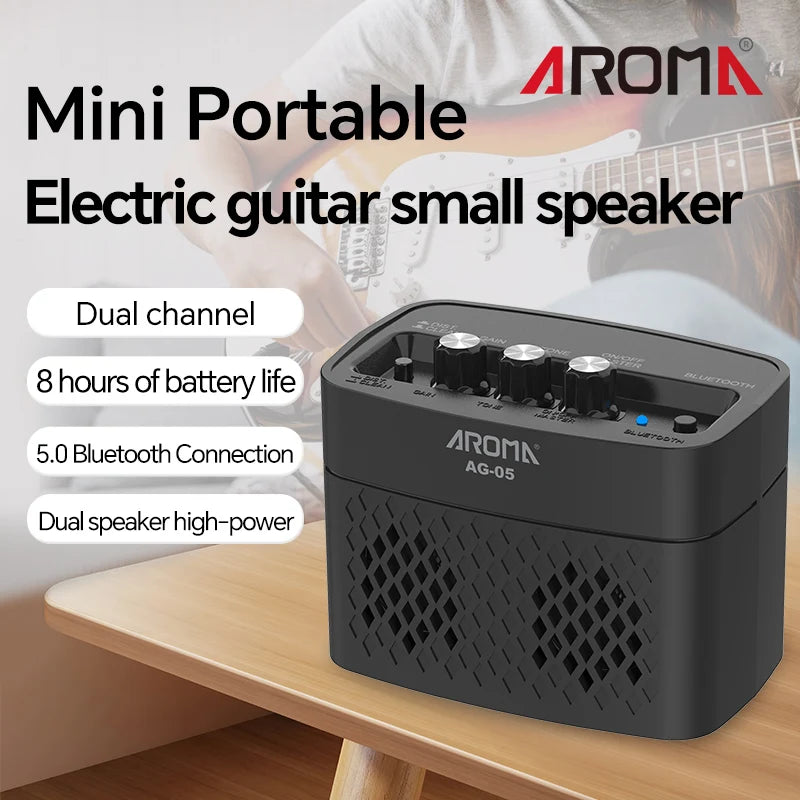 AROMA AG-05 5W Guitar Amplifier Electric Guitar Amp Speaker with Bluetooth Clean & Overdrive Channels Guitar Parts & Accessories