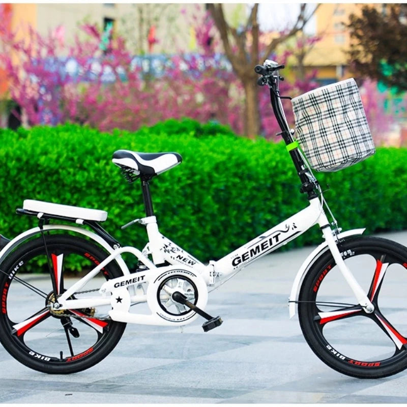New Folding Bike 16 Inch Shock Absorbing Lightweight Urban Commuter Easy Fold Travel Kids Adults Teens Girls Boys Suspension