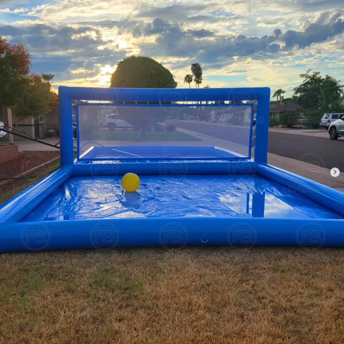 2026 inflatable Beach Volleyball Court Pool Water Play Giant Inflatable Water Volleyball Field with Air Pumpwoniu