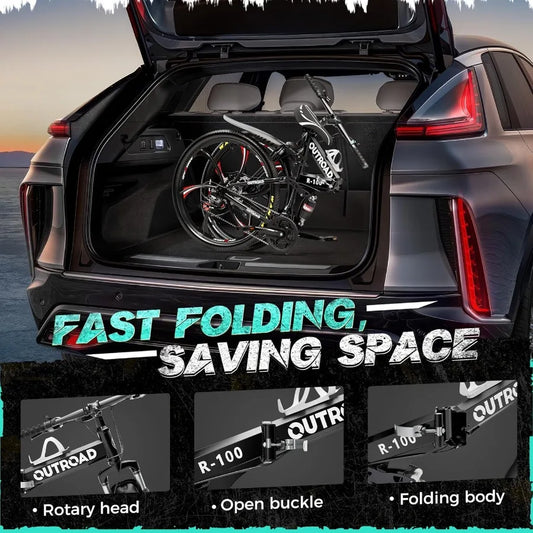 26 Inch Adult Folding Mountain Bike with 21 Speed Gear System Full Suspension High Carbon Steel Frame Dual Disc Brakes Compact