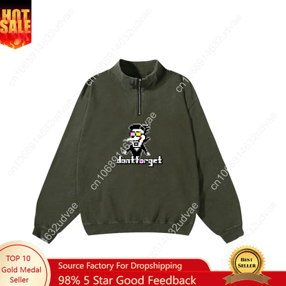 Deltarune Spamton Undertale Retro Sweatshirt Man Woman Teenager Vintage Pullover Half Zipper Sweat Shirt Custom Sleeved Tshirt