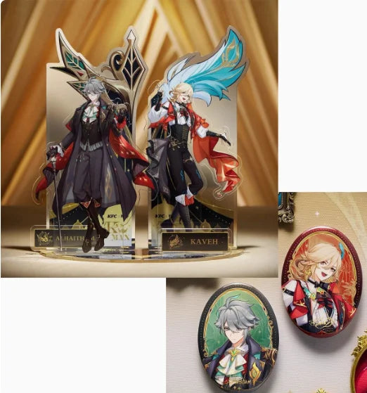 Anime Genshin Impact X Kfc Cosplay Alhaitham Kaveh Acrylic Standing Plates Badges Sent On June 30th Birthday Graduation Gift Toy