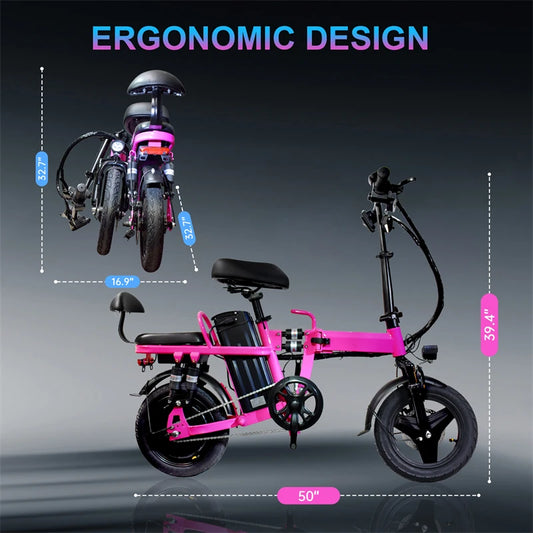 STLF US Stocks Electric Bike for Adults Teens 500W Folding Electric Bicycle 14inch Commuter City E-Bike El Cykel Electric Hybrid