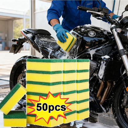 50/100pcs Magic Cleaning Sponge Double-sided Reusable Car Sponge Rag Motorcycle Cleaning Tools