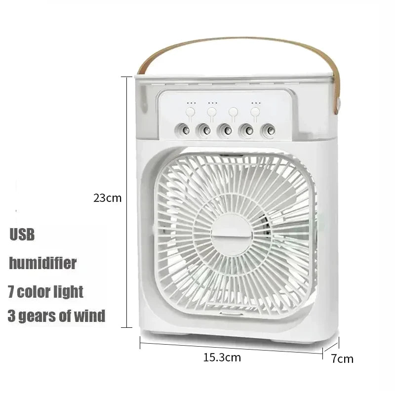 New 3 In 1 Fan AIr Conditioner Household Small Air Cooler LED Night Light Portable Humidifier Air Adjustment Fan Office Home Fan