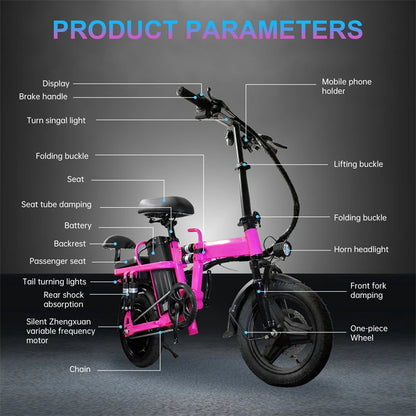 STLF US Stocks Electric Bike for Adults Teens 500W Folding Electric Bicycle 14inch Commuter City E-Bike El Cykel Electric Hybrid