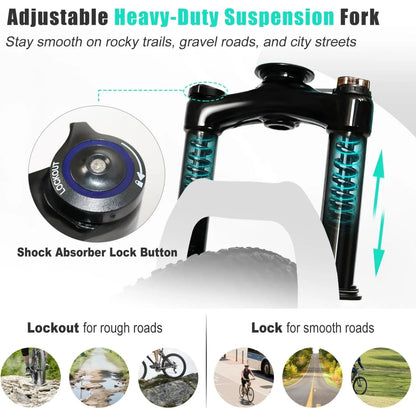 YTYIN Mountain Bike 27.5" Sizes, 21-Speed Twist Shifting, Disc Brakes, Adult Bicycle with Suspension Fork,Ideal for Adventurers