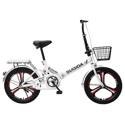 New Folding Bike 16 Inch Shock Absorbing Lightweight Urban Commuter Easy Fold Travel Kids Adults Teens Girls Boys Suspension