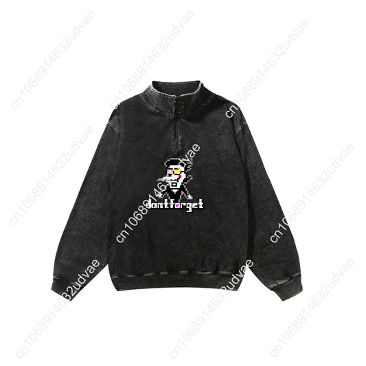 Deltarune Spamton Undertale Retro Sweatshirt Man Woman Teenager Vintage Pullover Half Zipper Sweat Shirt Custom Sleeved Tshirt