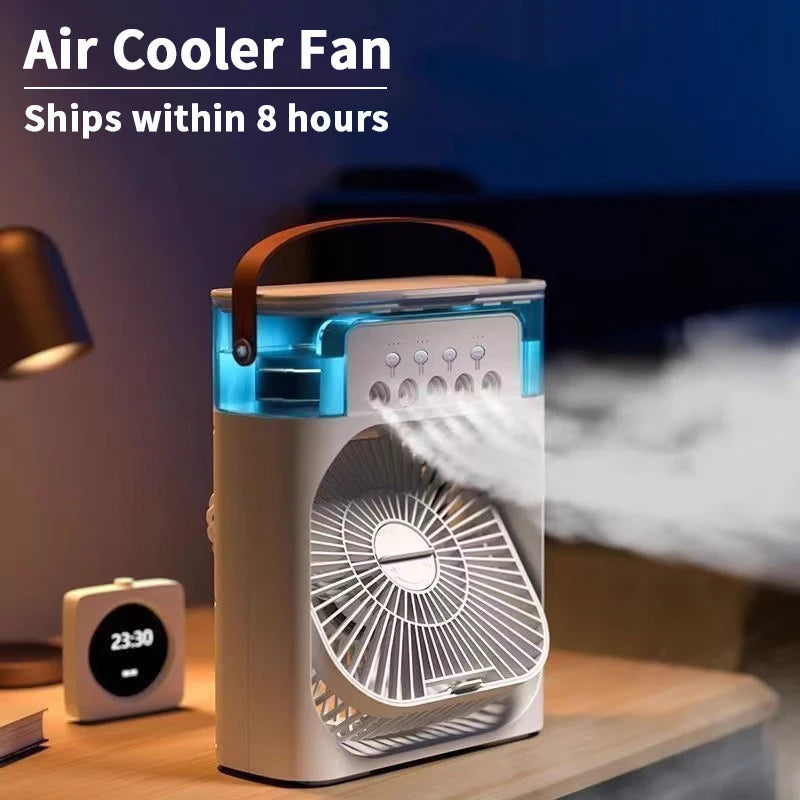 New 3 In 1 Fan AIr Conditioner Household Small Air Cooler LED Night Light Portable Humidifier Air Adjustment Fan Office Home Fan