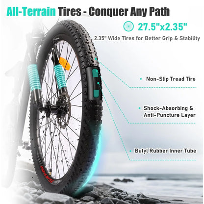 YTYIN Mountain Bike 27.5" Sizes, 21-Speed Twist Shifting, Disc Brakes, Adult Bicycle with Suspension Fork,Ideal for Adventurers