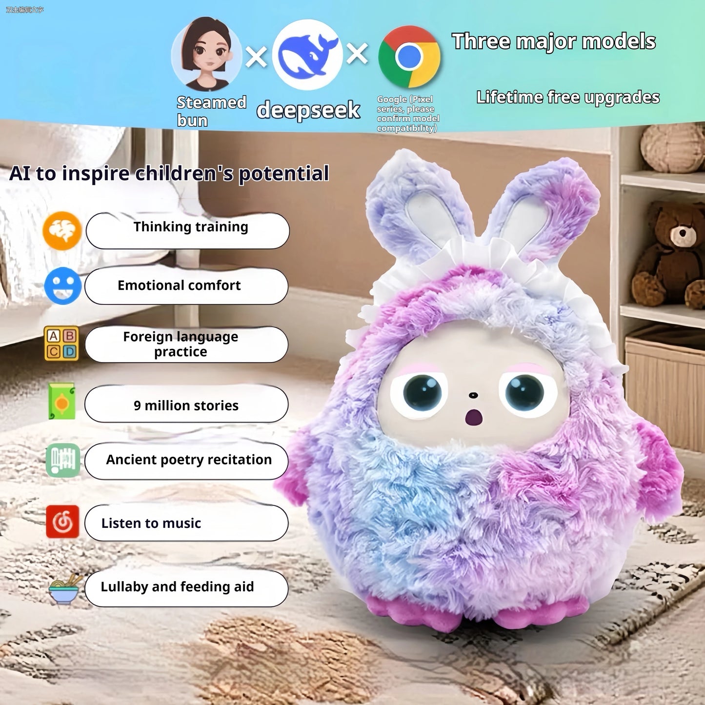 Ai Chat Intelligent Toy Interactive Early Education Companion Robot Voice Music Playing Eye Doll Children'S Gift Electronic Desk