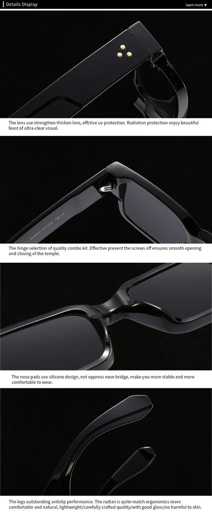 SO&EI Ins Popular Fashion Square Rivets Men Sunglasses Vintage Punk Gradient Women Trending Dark Green Sun Glasses Shades UV400