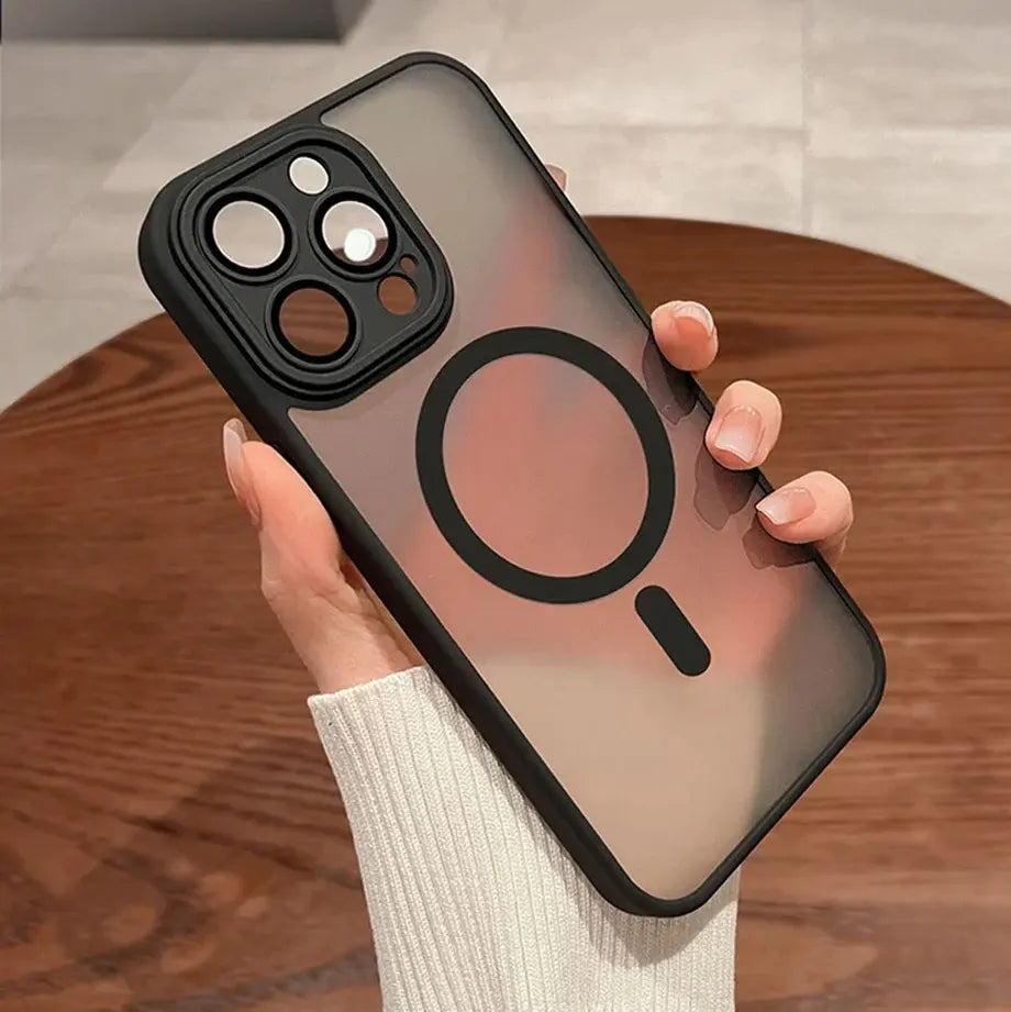 Magnetic Luxury Matte Translucent Armor Shockproof Case For iPhone 17 11 12 13 14 15 16 Pro Max Magsafe Wireless Charge Cover