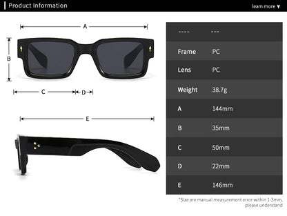 SO&EI Ins Popular Fashion Square Rivets Men Sunglasses Vintage Punk Gradient Women Trending Dark Green Sun Glasses Shades UV400