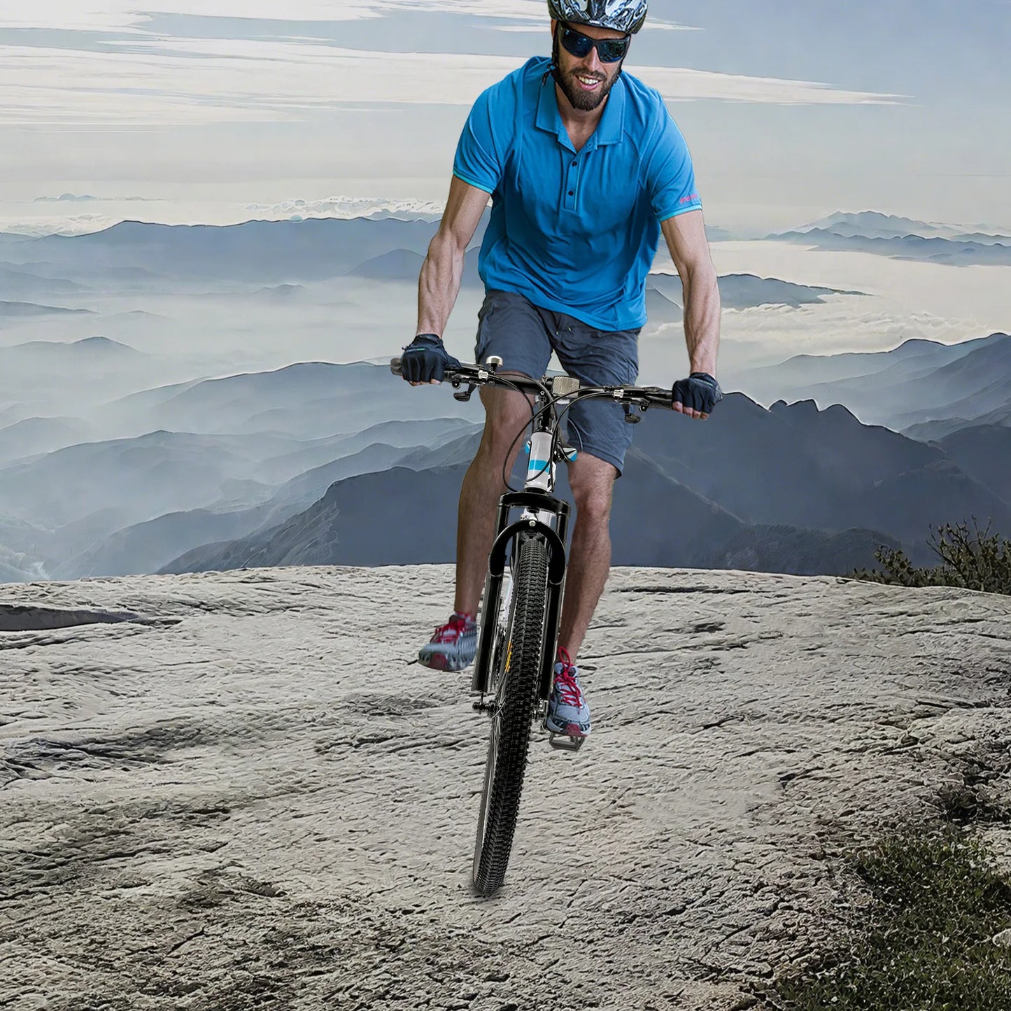 Blue&White Mountain Bike With Complete Accessories - Ergonomic Sponge Saddle&Sturdy Kickstand, Includes English Manual