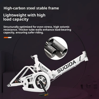 New Folding Bike 16 Inch Shock Absorbing Lightweight Urban Commuter Easy Fold Travel Kids Adults Teens Girls Boys Suspension