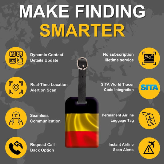 Smart Bag Security Tag - Belgium Flag [Pack 2]