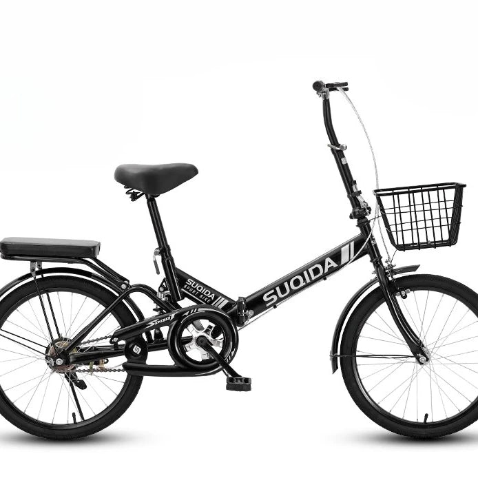 New Folding Bike 16 Inch Shock Absorbing Lightweight Urban Commuter Easy Fold Travel Kids Adults Teens Girls Boys Suspension