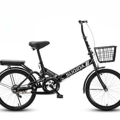 New Folding Bike 16 Inch Shock Absorbing Lightweight Urban Commuter Easy Fold Travel Kids Adults Teens Girls Boys Suspension